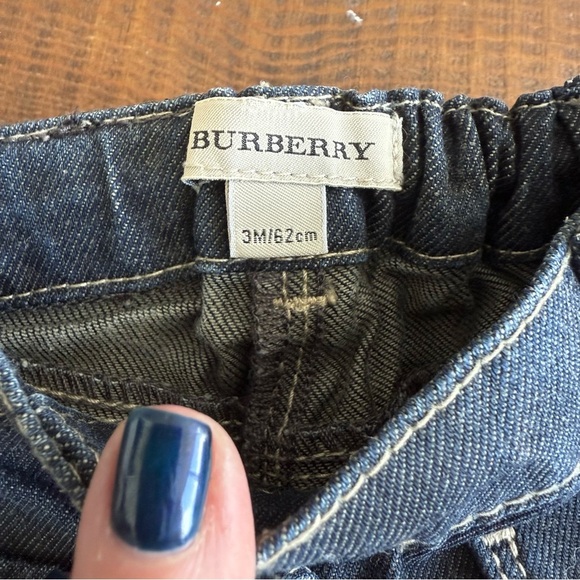 Baby kid set shirt button down + pants jean elastic belt 1/3 months Burberry - Picture 2 of 6